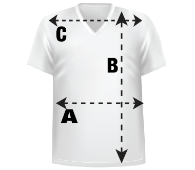 Mens Adult V-Neck T-Shirt Size Guide