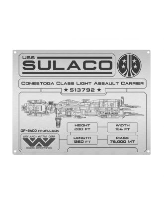 Aliens Sulaco Specifications Data Plate Aluminum Sign