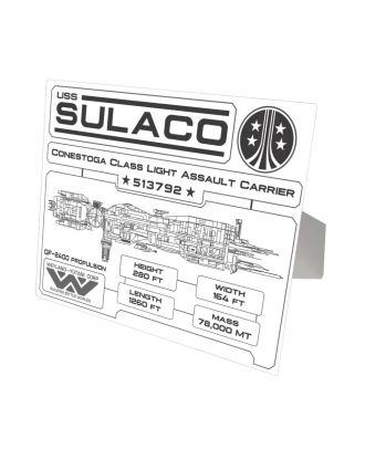 Aliens Sulaco Specifications Data Plate White Aluminum Print