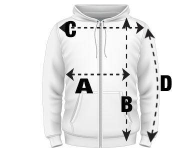 Mens Zipped Hoodie Size Guide